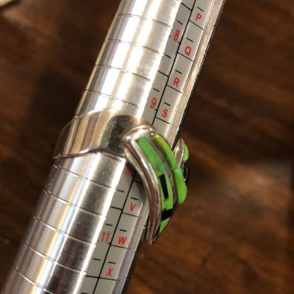 M JAY KING DTR Unisex Green Turquoise Sterling Silver Ring Sz 10-1/4 - Picture 9 of 10